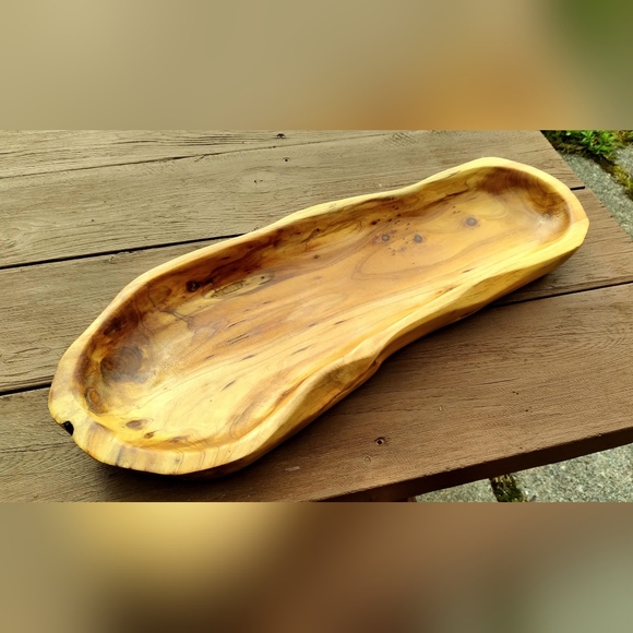 Vinyage Handcrafted Wooden Bread Baguette Bowl - Picture 3 of 4